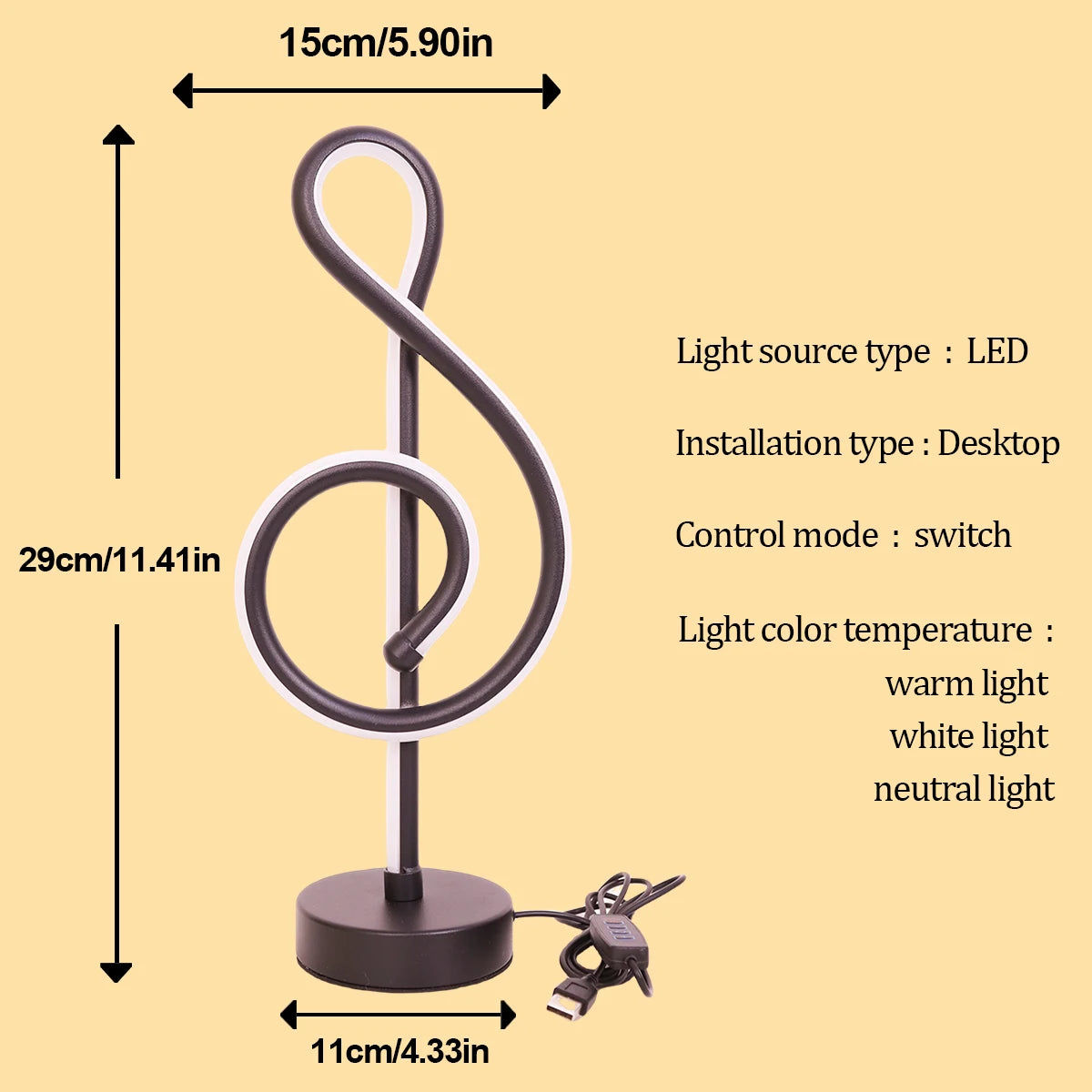 Treble Clef LED Table Lamp